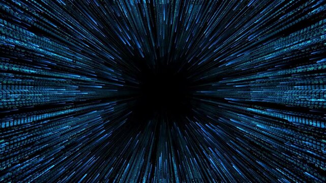 Digital binary code number streams, matrix effect. Abstract Binary code Tunnel. Digital abstract binary numbers animation. binary code motion background.