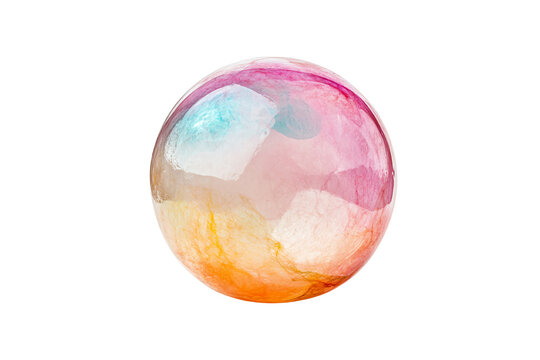 A vibrant, colorful sphere with a smooth surface showcasing a blend of hues.