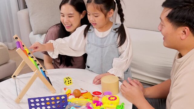 Family Bonding with Wooden Abacus and Dice Game