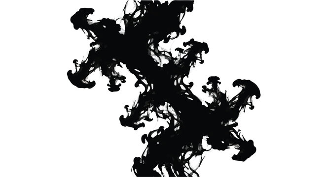 Abstract black ink cloud swirling and dispersing in clear water