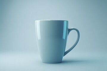 Obraz premium Blank Light Blue Ceramic Mug On Light Blue Background