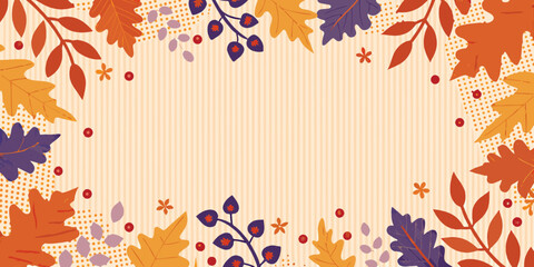 Autumnal floral frame with colorful leaves and berry accents © Sukla