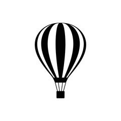 Naklejka premium Black and white hot air balloon soaring above landscape