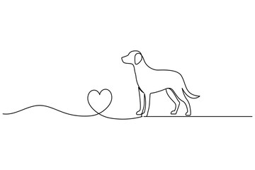 Fototapeta premium Dog continuous one line art minimalist outline vector icon for modern design