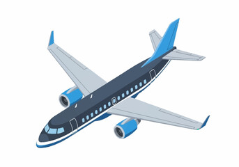 Commercial Airplane in Flight with Blue and Gray Color Scheme. © Nurma