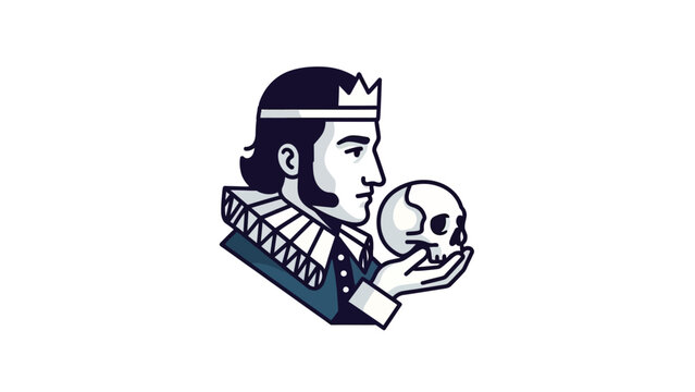Prince Hamlet Holding Yorick Skull.