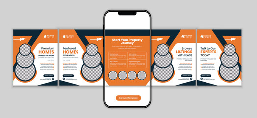 Modern Home for Sale Real Estate Social Media  microblog carousel post Design Template