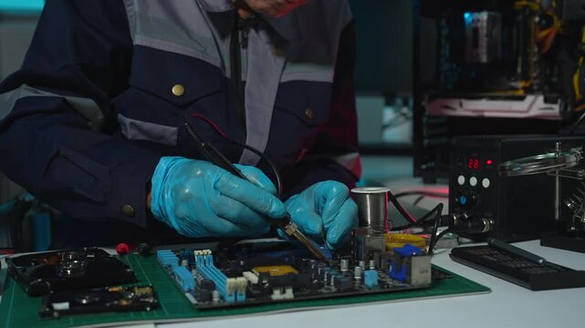 Repairing and upgrade electronic, computer hardware and technology concept.