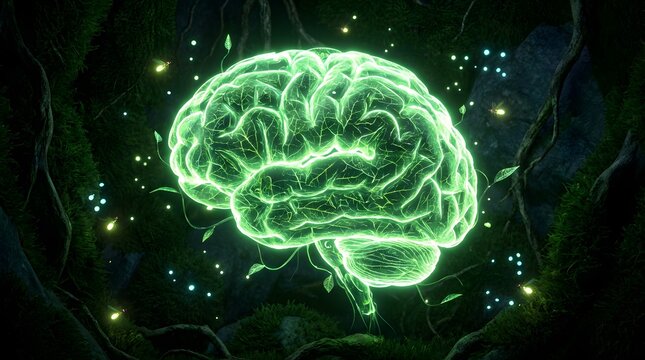 Concept of future artificial intelligence and neural network communication.