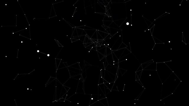 4K 3D neural network animation with rotating particle cloud and dynamic plexus connections. Abstract AI data visualization background in ProRes MOV, seamless volumetric tech loop for cinematic, corpor