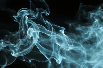 Fototapeta premium Ethereal blue smoke swirling against a dark background