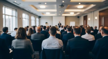 Fototapeta premium Business professionals attending a conference or seminar in a large room
