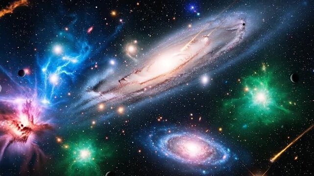 Vibrant galaxies and stars in outer space.