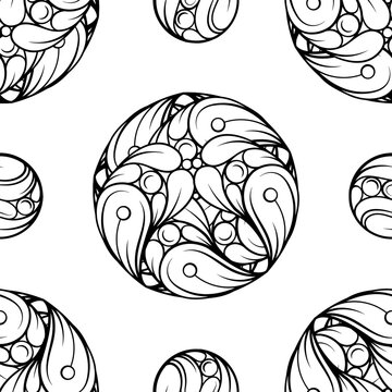 Seamless mandala pattern. Abstract floral round ornaments repeating design