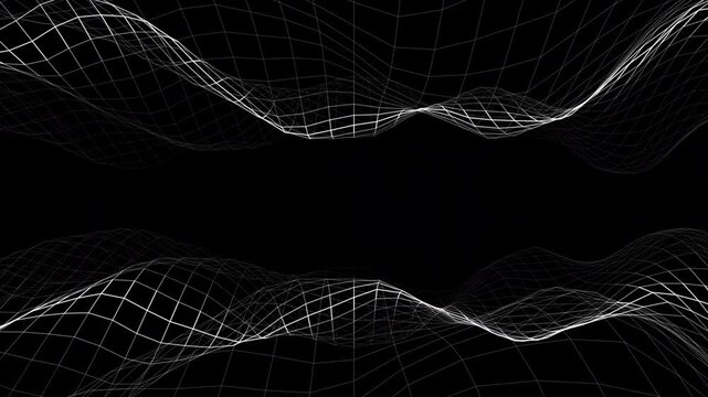 4K 3D crystalline mesh animation with dual plane grid tunnel and traveling light pulse. Abstract sci fi energy corridor background in ProRes MOV, seamless futuristic tech landscape for cinematic and b