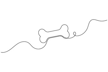 Dog bone continuous one line art minimalist outline vector icon