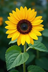 Obraz premium Large vibrant sunflower, petals fully open, isolated , photography, golden