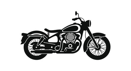 Fototapeta premium A striking black silhouette of a vintage motorcycle showcasing classic design elements silhouette high quality professional detailed modern