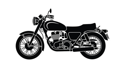 Fototapeta premium A black silhouette of a classic motorcycle showcasing its vintage design and powerful engine silhouette high quality professional