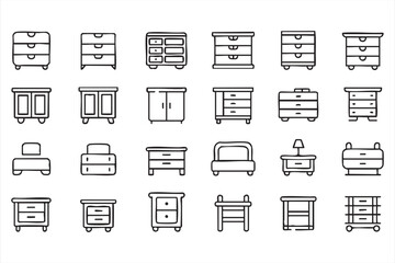 Home Decor and Storage Furniture Minimal Vector Set