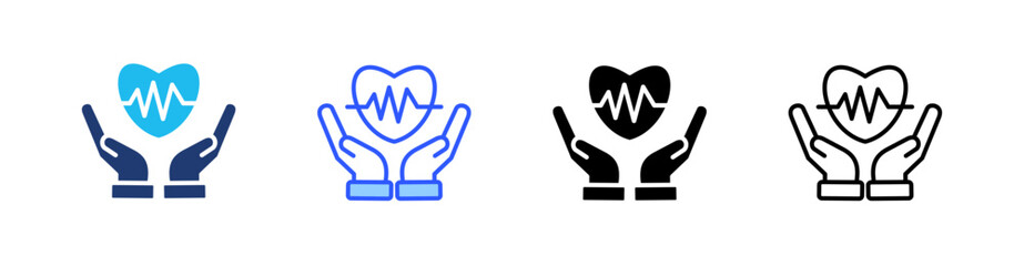 Health Insurance Multi Style Icon Set Vector 