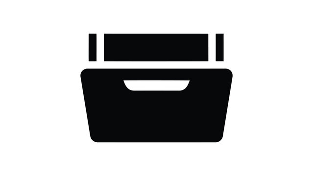 Vegetable storage crisper icon. Black silhouette of a refrigerator drawer compartment designed for keeping vegetables and fresh produce crisp and organized.