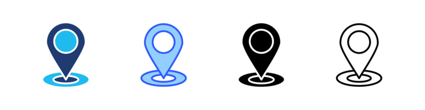 Location Multi Style Icon Set Vector 
