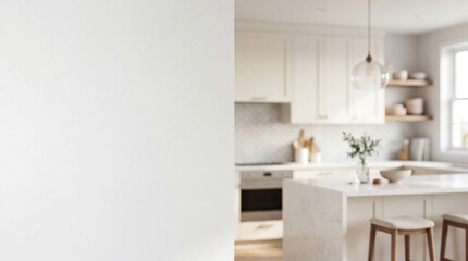  Modern Contemporary kitchen room interior .white and cream color material 3d render 