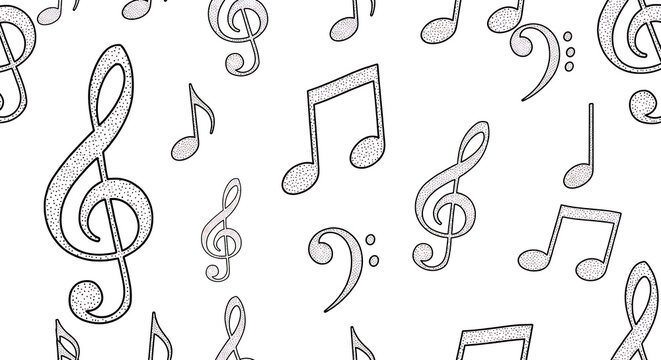 Minimalist music theme seamless background