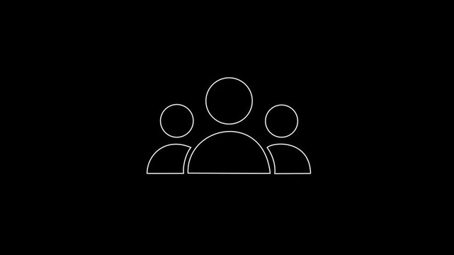 Group of three people icon isolated animation .Community icon,Business and team work icon animation . 4K motion
