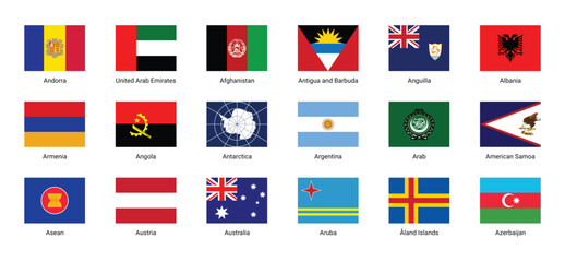 country flags symbols collection square vector illustration