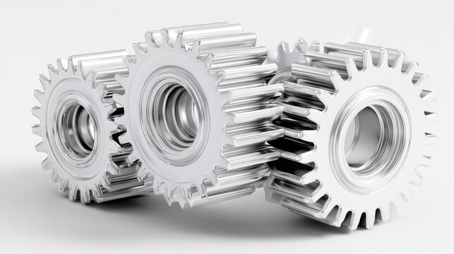 Close Up of Steel Gears with Shine and Detail in Industrial Setting