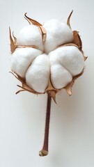 Bright Cotton Blossom Isolated on White Background for Textures