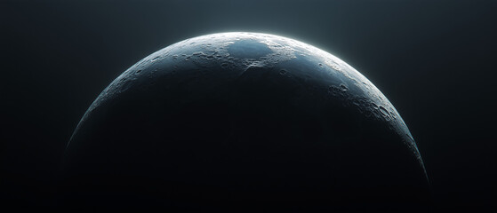 Obraz premium Waxing Crescent Moon with Dramatic Terminator Crater Detail