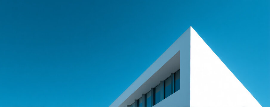 Minimalist building corner close-up with crisp lines against sky 32k ultra HD