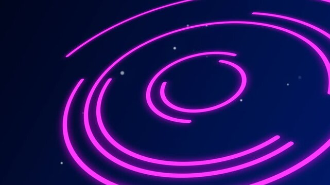 ネオンリングが回転する紫の抽象背景動画