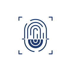 A stylized fingerprint icon with a target symbol in the center isolated on transparent background