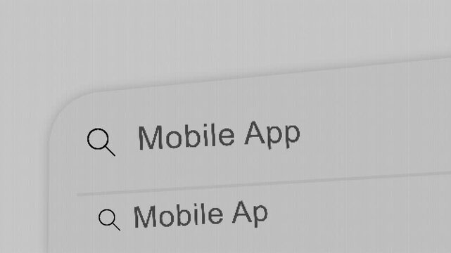 Typing Mobile App in Search Bar UI Animation Close-up