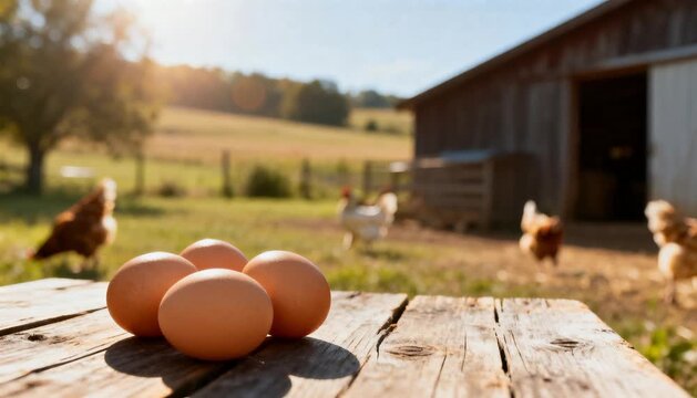 authentic rustic close up of natural brown eggs on wooden table with copy space perfect for easter