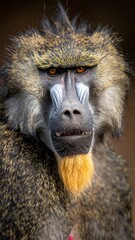 Fototapeta premium A close-up portrait of a primate with distinctive facial markings