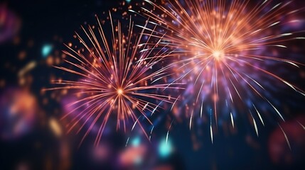 Fototapeta premium Vibrant Fireworks Display in Night Sky
