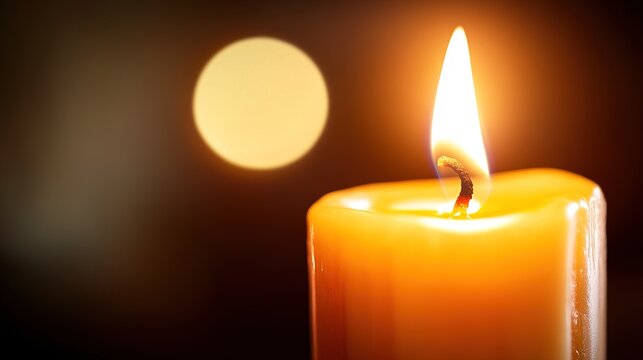 incandescence. A new candle being lit from the flame of a larger one, creating a warm golden glow with soft background. symbolizing life milestones and joyful moments.