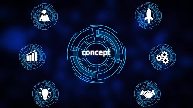 Business network concept. Concept successful business concept. a futuristic holographic advanced HUD circle platform Business, Technology network background concept.