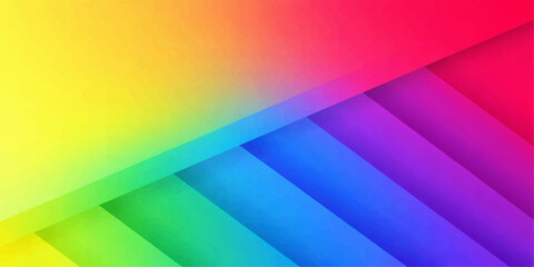 Obraz premium A seamless geometric pattern of bright rainbow stripes creates an abstract colorful background with a vibrant spectrum of pink and yellow lines for a modern wallpaper design