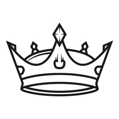 Black line drawing of a crown with pointed jewels on transparent background icon © MDRIDWNUL