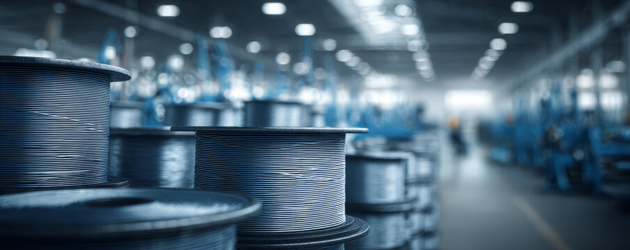 Cable spool factory floor industrial wire production processing line optical cable reel warehouse storage engineering equipment
