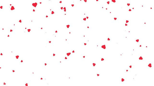 Loopable red heart particles falling down on white background. heart romantic valentine love overlay social media motion design for stock video 4k.