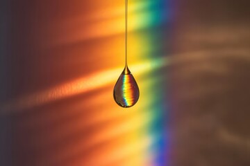 Fototapeta premium Water drop refracting light with rainbow spectrum background
