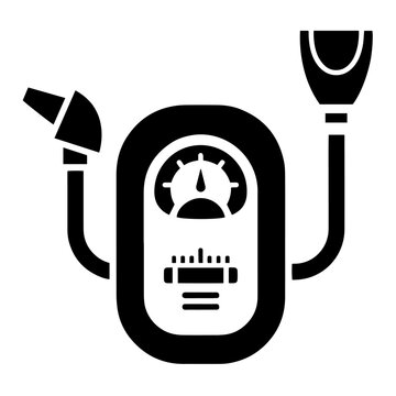 Professional spirometer black and white vector icon representing a device used to measure lung capacity and respiratory function suitable for hospitals clinics and pulmonary laboratories
