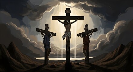 Good friday reflections jesus christ crucifixion scene with crosses